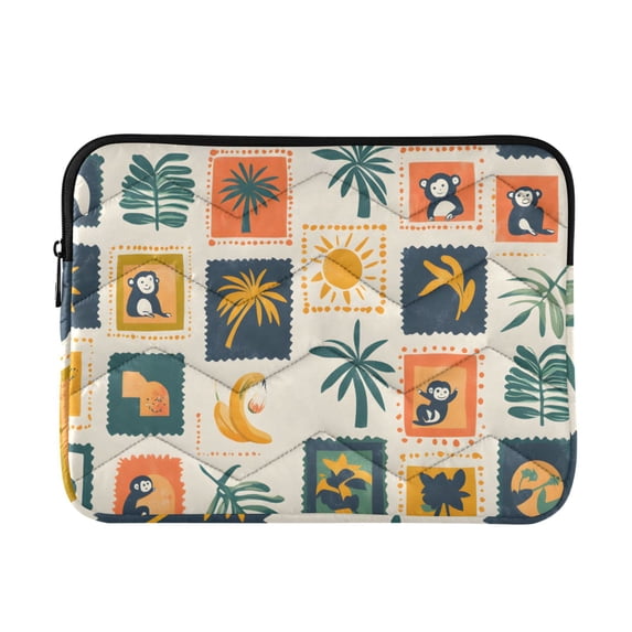 FORMRS 15-15.6 inch Laptop Sleeve Case Soft Carrying Quilted Computer Bag Cover, Beige Playful Stamp