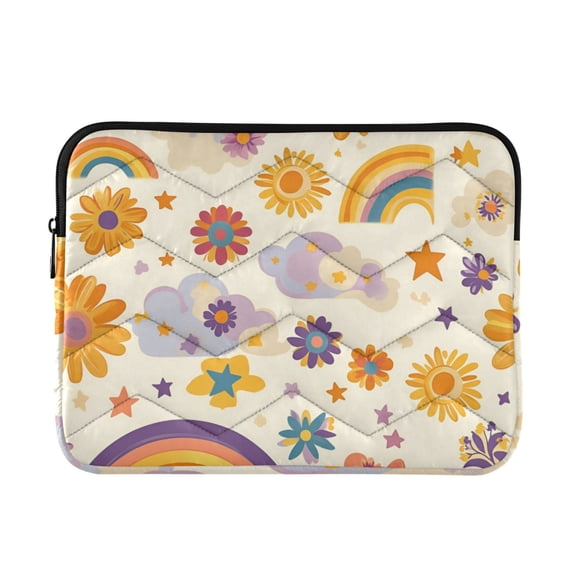 FORMRS 15-15.6 inch Laptop Sleeve Case Soft Carrying Quilted Computer Bag Cover, Beige Retro Rainbow