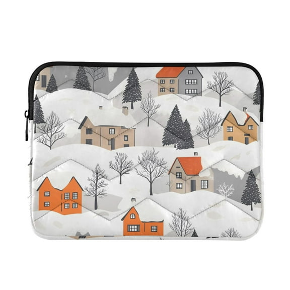 FORMRS 15-15.6 inch Laptop Sleeve Case Soft Carrying Quilted Computer Bag Cover, Beige Snow Houses
