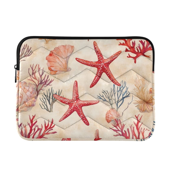 FORMRS 15"-15.6" Laptop Sleeve Protective Case Soft Carrying Quilted Computer Bag Cover, Beige Starfish