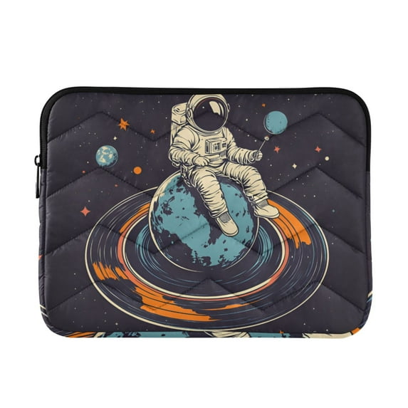 FORMRS 15-15.6 inch Laptop Sleeve Case Soft Carrying Quilted Computer Bag Cover, Black Astronaut Record