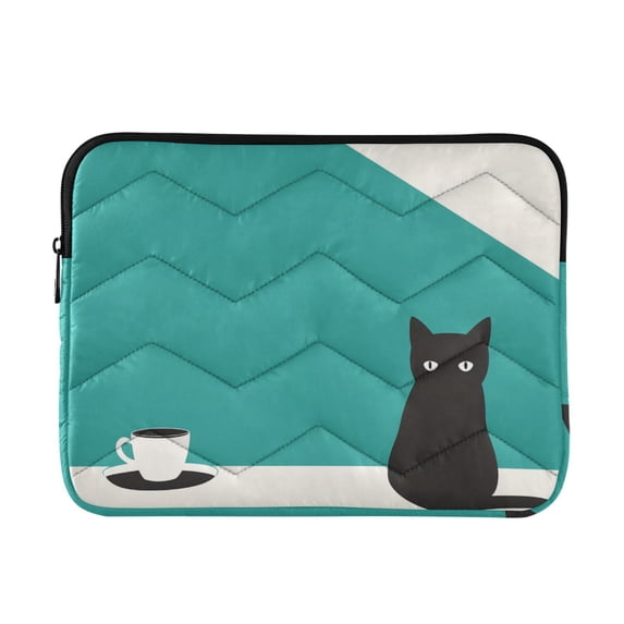 FORMRS 15-15.6 inch Laptop Sleeve Case Soft Carrying Quilted Computer Bag Cover, Black Cat and Coffee
