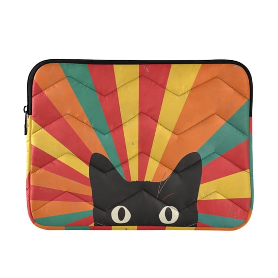 FORMRS 15-15.6 inch Laptop Sleeve Case Soft Carrying Quilted Computer Bag Cover, Black Cat