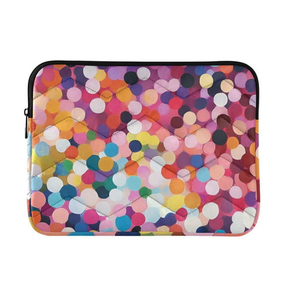 FORMRS 15"-15.6" Laptop Sleeve Protective Case Soft Carrying Quilted Computer Bag Cover, Black Colorful Circles