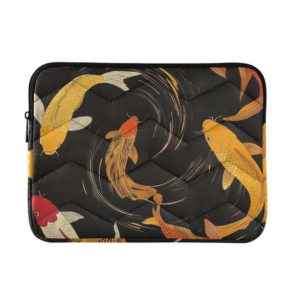 FORMRS 15"-15.6" Laptop Sleeve Protective Case Soft Carrying Quilted Computer Bag Cover, Black Fish Pattern