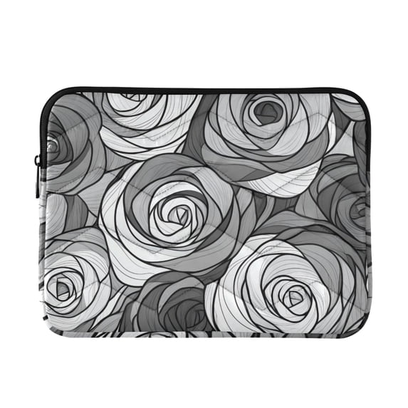 FORMRS 15"-15.6" Laptop Sleeve Protective Case Soft Carrying Quilted Computer Bag Cover, Black Roses
