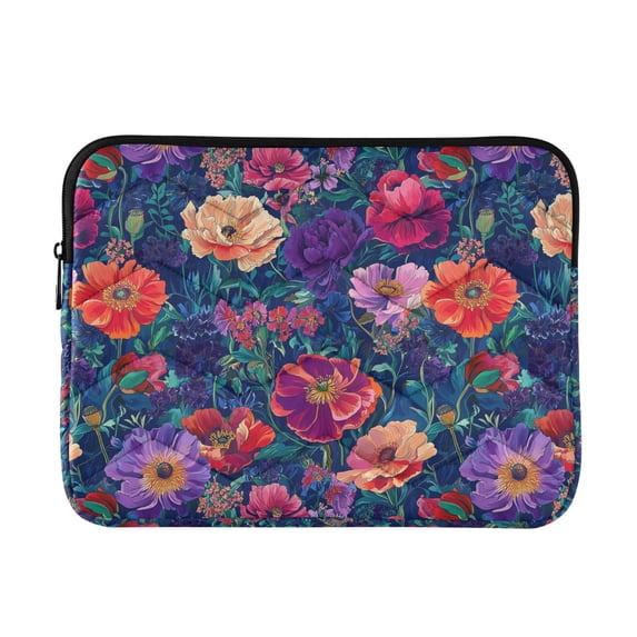 FORMRS 15-15.6 inch Laptop Sleeve Case Soft Carrying Quilted Computer Bag Cover, Blooming Flowers Pattern