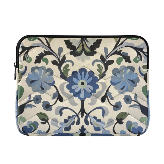FORMRS 15-15.6 inch Laptop Sleeve Case Soft Carrying Quilted Computer Bag Cover, Blue Floral