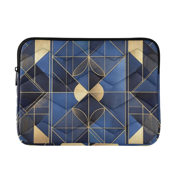 FORMRS 15-15.6 inch Laptop Sleeve Case Soft Carrying Quilted Computer Bag Cover, Blue Geometric Pattern
