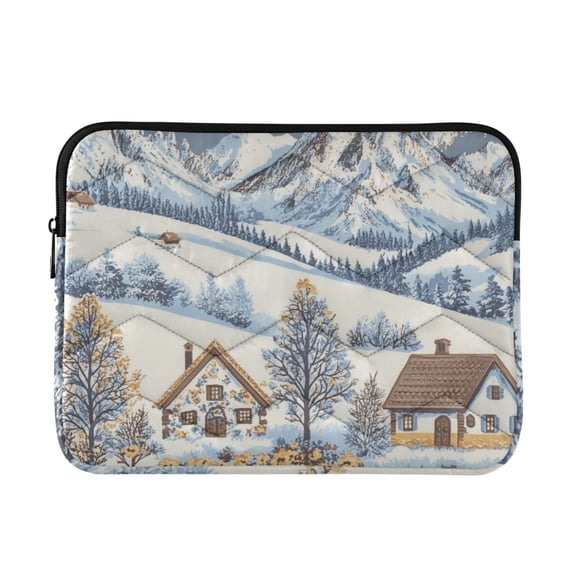 FORMRS 15"-15.6" Laptop Sleeve Protective Case Soft Carrying Quilted Computer Bag Cover, Blue Snowy Mountain