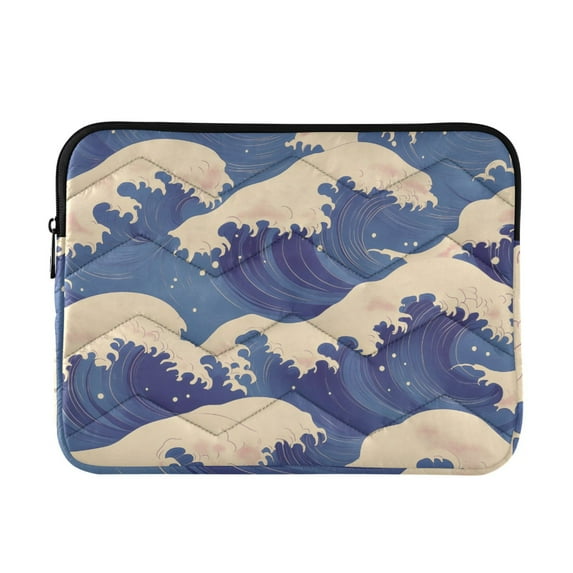 FORMRS 15"-15.6" Laptop Sleeve Protective Case Soft Carrying Quilted Computer Bag Cover, Blue Wave Pattern