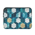 thumbnail image 1 of FORMRS 15-15.6 inch Laptop Sleeve Case Soft Carrying Quilted Computer Bag Cover, Blue White Geometric Patterns, 1 of 7