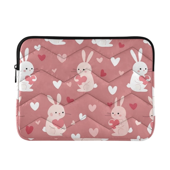 FORMRS 15"-15.6" Laptop Sleeve Protective Case Soft Carrying Quilted Computer Bag Cover, Bunny Love Blooms