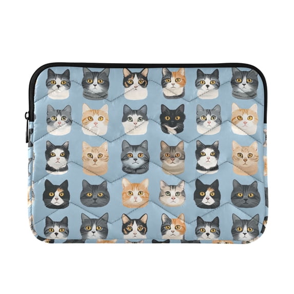 FORMRS 15-15.6 inch Laptop Sleeve Case Soft Carrying Quilted Computer Bag Cover, Cartoon Cute Cat