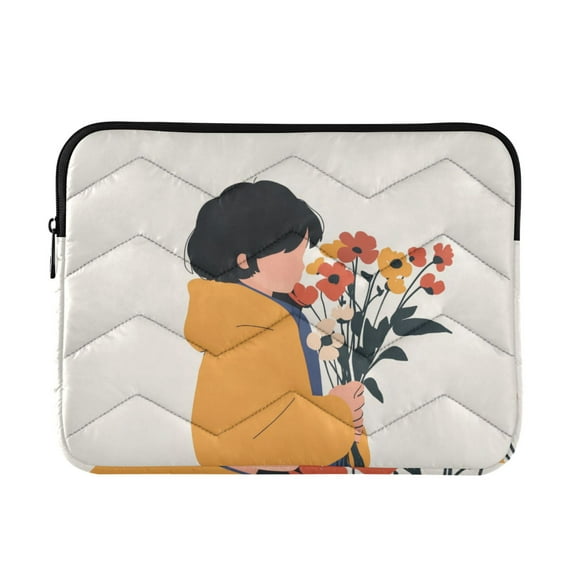 FORMRS 15-15.6 inch Laptop Sleeve Case Soft Carrying Quilted Computer Bag Cover, Cartoon Flowers
