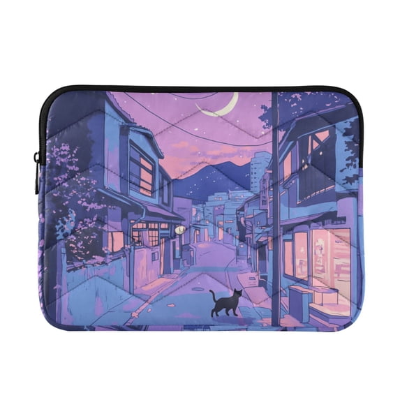 FORMRS 15-15.6 inch Laptop Sleeve Case Soft Carrying Quilted Computer Bag Cover, Cat Walking in Street