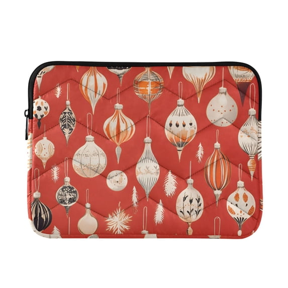 FORMRS 15"-15.6" Laptop Sleeve Protective Case Soft Carrying Quilted Computer Bag Cover, Christmas Ornaments Pattern