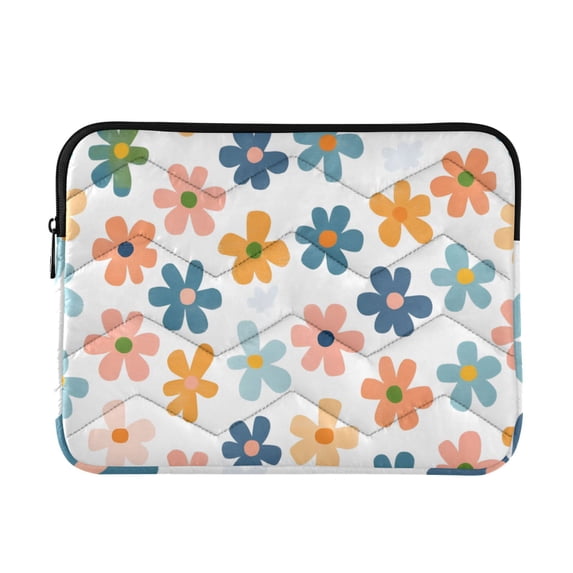FORMRS 15"-15.6" Laptop Sleeve Protective Case Soft Carrying Quilted Computer Bag Cover, Colorful Flowers