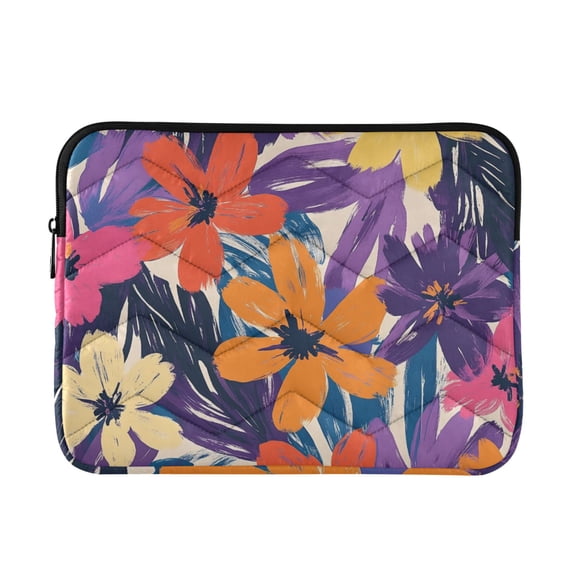 FORMRS 15-15.6 inch Laptop Sleeve Case Soft Carrying Quilted Computer Bag Cover, Colorful Painted Flowers Pattern