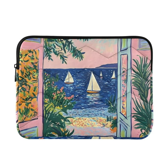 FORMRS 15-15.6 inch Laptop Sleeve Case Soft Carrying Quilted Computer Bag Cover, Colorful Seaside