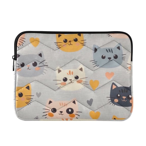FORMRS 15-15.6 inch Laptop Sleeve Case Soft Carrying Quilted Computer Bag Cover, Cute Cartoon Cat
