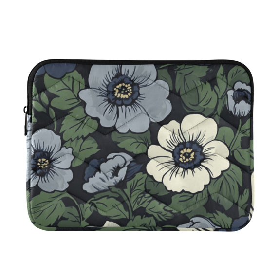 FORMRS 15"-15.6" Laptop Sleeve Protective Case Soft Carrying Quilted Computer Bag Cover, Dark Floral