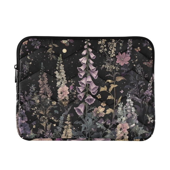 FORMRS 15-15.6 inch Laptop Sleeve Case Soft Carrying Quilted Computer Bag Cover, Dark Flowers Pattern
