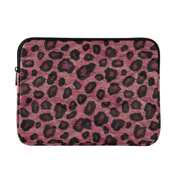 FORMRS 15-15.6 inch Laptop Sleeve Case Soft Carrying Quilted Computer Bag Cover, Deep Red Leopard Pattern