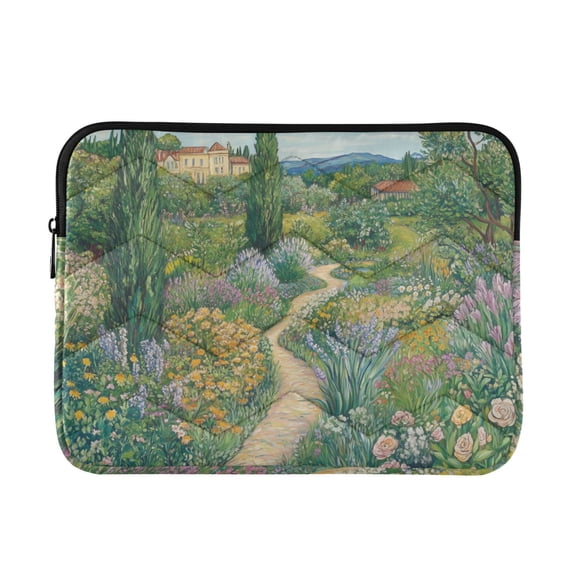 FORMRS 15-15.6 inch Laptop Sleeve Case Soft Carrying Quilted Computer Bag Cover, Garden Scene