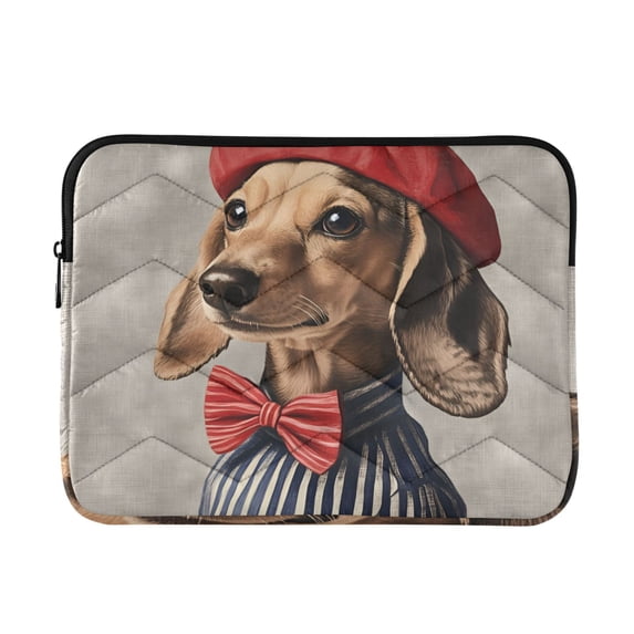 FORMRS 15"-15.6" Laptop Sleeve Protective Case Soft Carrying Quilted Computer Bag Cover, Gray Dog Artist