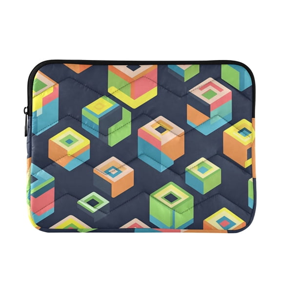 FORMRS 15-15.6 inch Laptop Sleeve Case Soft Carrying Quilted Computer Bag Cover, Green Cubes