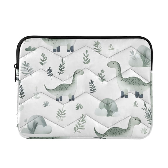 FORMRS 15"-15.6" Laptop Sleeve Protective Case Soft Carrying Quilted Computer Bag Cover, Green Dinosaur Pattern