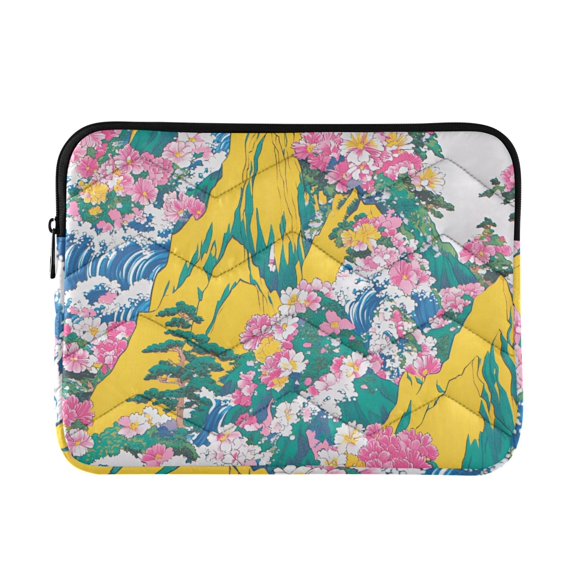 FORMRS 15-15.6 inch Laptop Sleeve Case Soft Carrying Quilted Computer Bag Cover, Green Mountains