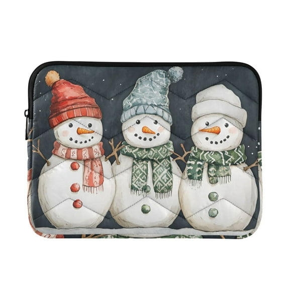 FORMRS 15-15.6 inch Laptop Sleeve Case Soft Carrying Quilted Computer Bag Cover, Green Snowmen