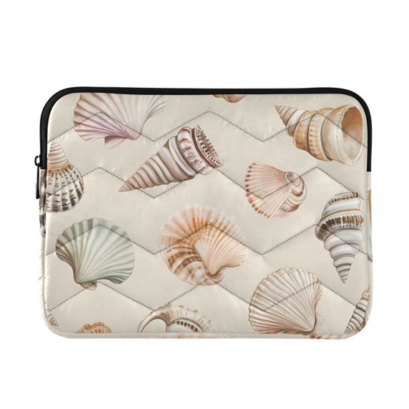 FORMRS 15-15.6 inch Laptop Sleeve Case Soft Carrying Quilted Computer Bag Cover, Green Watercolor Seashells