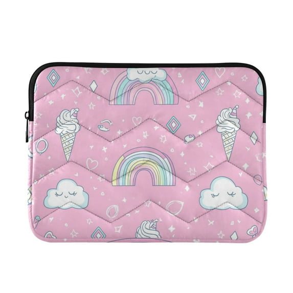 FORMRS 15"-15.6" Laptop Sleeve Protective Case Soft Carrying Quilted Computer Bag Cover, Ice Cream Rainbow Pattern