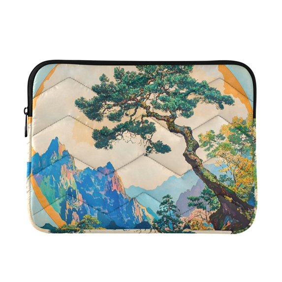FORMRS 15-15.6 inch Laptop Sleeve Case Soft Carrying Quilted Computer Bag Cover, Large Pine Tree