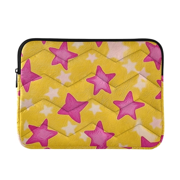 FORMRS 15"-15.6" Laptop Sleeve Protective Case Soft Carrying Quilted Computer Bag Cover, Large Pink Stars