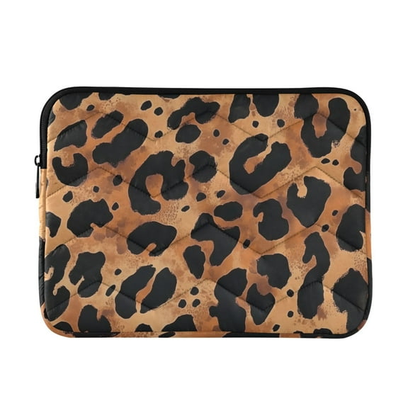 FORMRS 15"-15.6" Laptop Sleeve Protective Case Soft Carrying Quilted Computer Bag Cover, Leopard Pattern