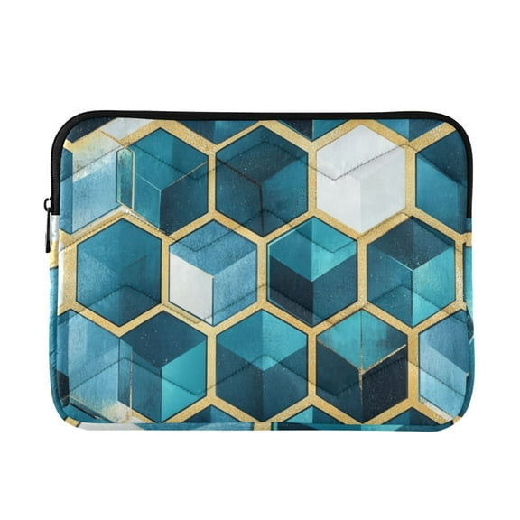 FORMRS 15-15.6 inch Laptop Sleeve Case Soft Carrying Quilted Computer Bag Cover, Light Blue Geometric Pattern