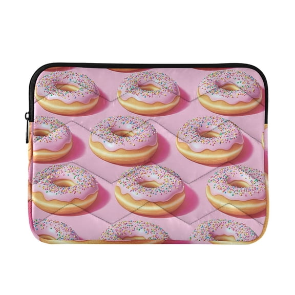 FORMRS 15-15.6 inch Laptop Sleeve Case Soft Carrying Quilted Computer Bag Cover, Light Pink Doughnuts