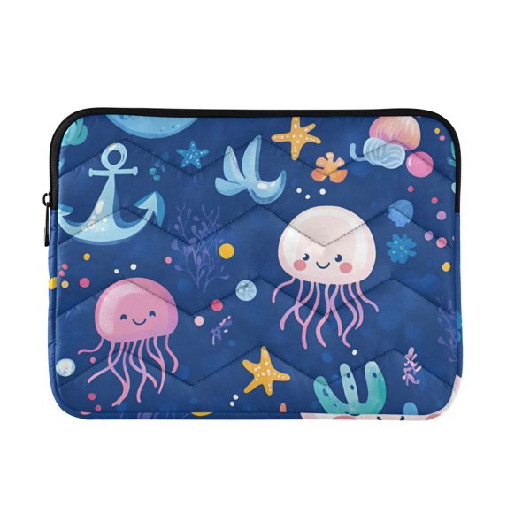 FORMRS 15"-15.6" Laptop Sleeve Protective Case Soft Carrying Quilted Computer Bag Cover, Light Pink Jellyfish