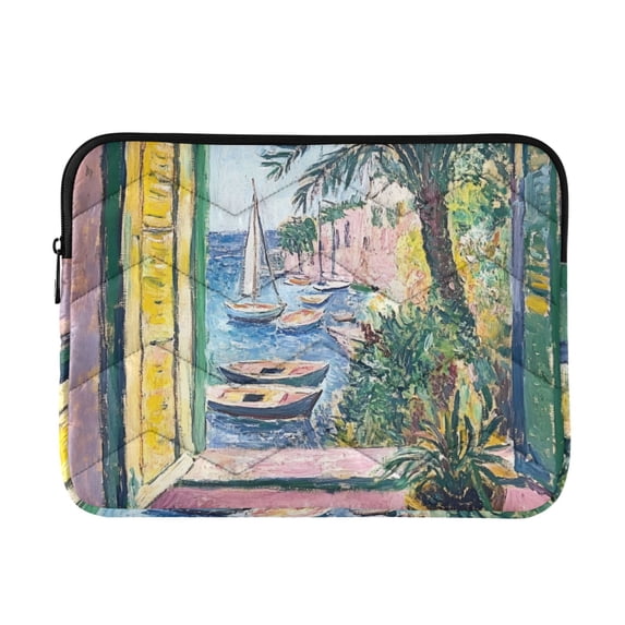 FORMRS 15-15.6 inch Laptop Sleeve Case Soft Carrying Quilted Computer Bag Cover, Ocean Boat