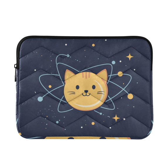 FORMRS 15"-15.6" Laptop Sleeve Protective Case Soft Carrying Quilted Computer Bag Cover, Orange Cat Planet