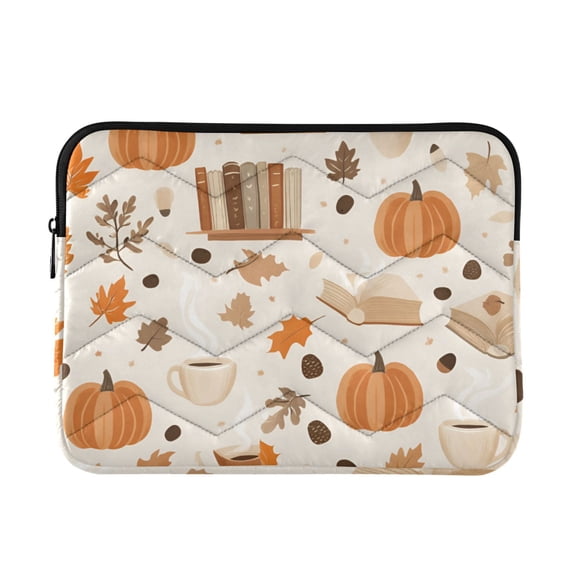 FORMRS 15"-15.6" Laptop Sleeve Protective Case Soft Carrying Quilted Computer Bag Cover, Orange Fall Pumpkin