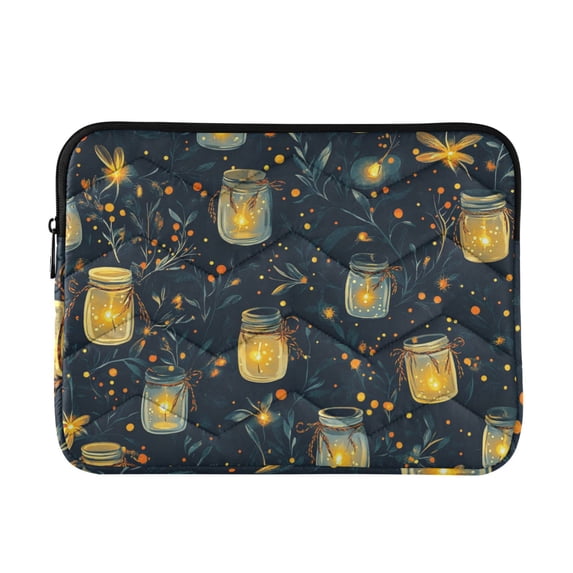 FORMRS 15-15.6 inch Laptop Sleeve Case Soft Carrying Quilted Computer Bag Cover, Orange Fireflies Pattern
