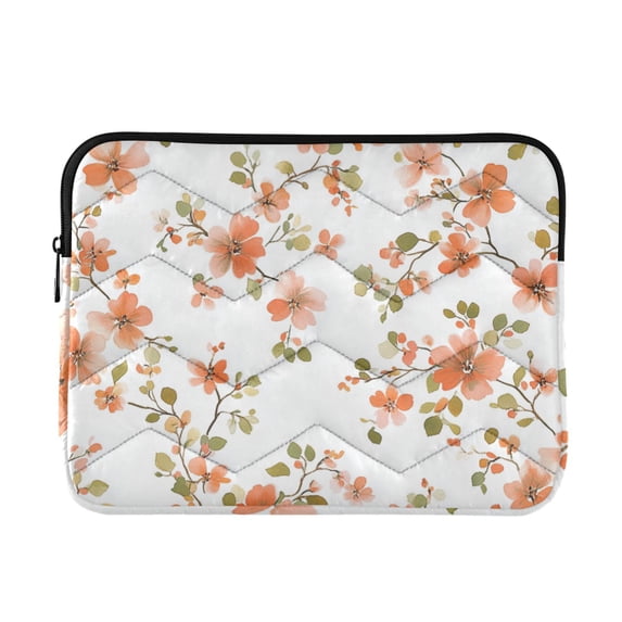 FORMRS 15-15.6 inch Laptop Sleeve Case Soft Carrying Quilted Computer Bag Cover, Orange Floral Blooms