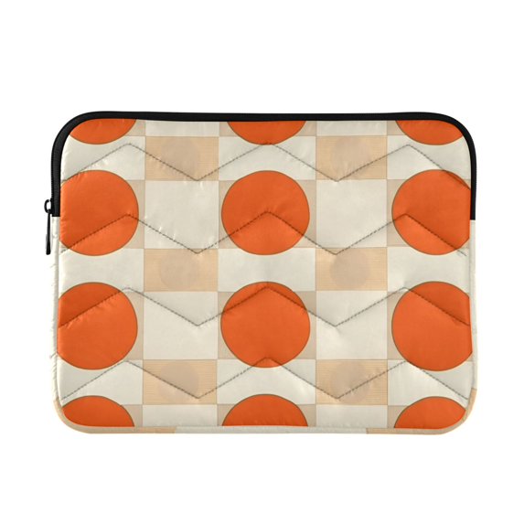 FORMRS 15-15.6 inch Laptop Sleeve Case Soft Carrying Quilted Computer Bag Cover, Orange Geometric Circles