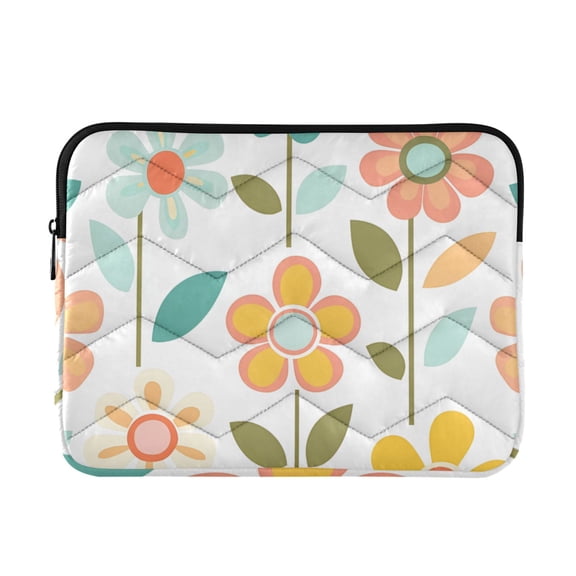 FORMRS 15-15.6 inch Laptop Sleeve Case Soft Carrying Quilted Computer Bag Cover, Orange Retro Flower