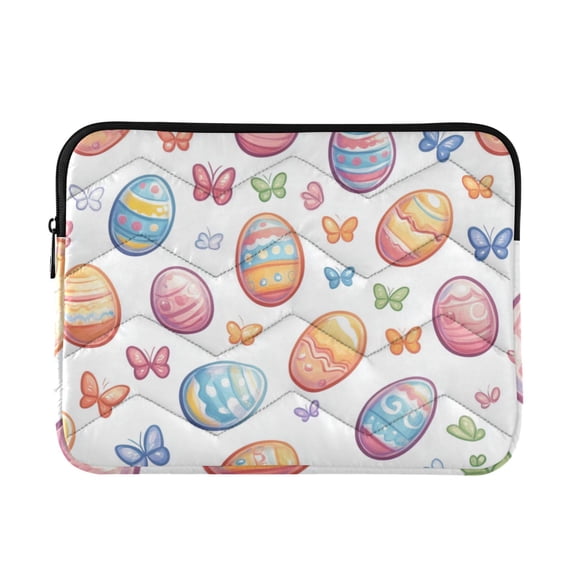 FORMRS 15-15.6 inch Laptop Sleeve Case Soft Carrying Quilted Computer Bag Cover, Pastel Easter Pattern